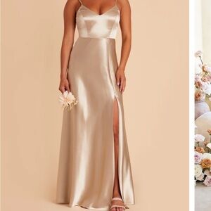 Jay Shiny Satin Dress - Neutral Champagne